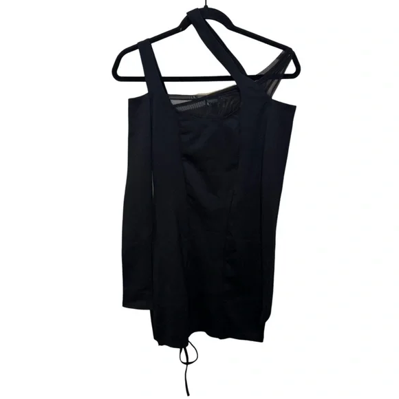 POSTER GIRL Cut Out Mesh Long Sleeve Mini Dress - Black XS - Picture 6 of 7